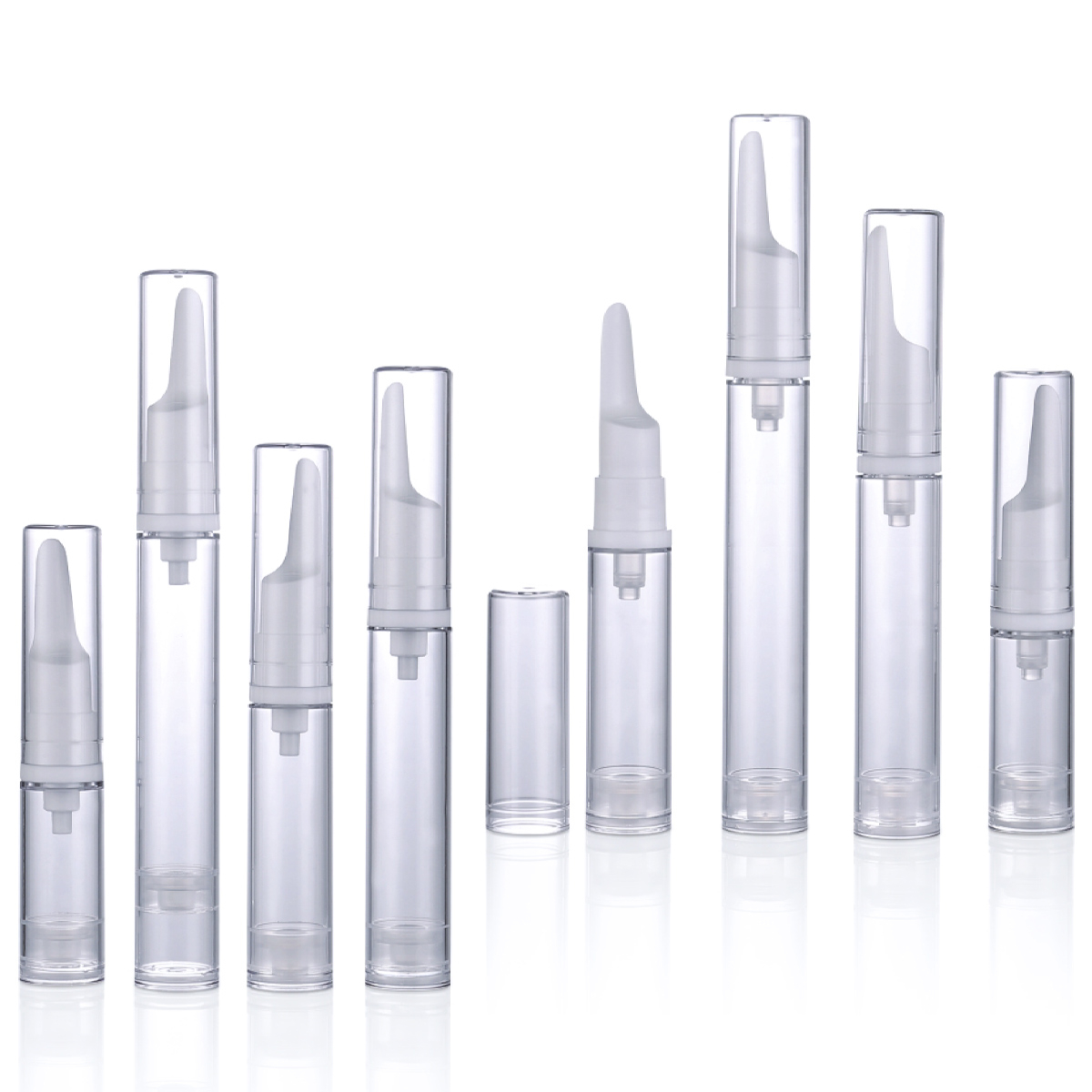 5 مللي 10 مللي 12 مللي 15 مللي اسطوانة بيضاء/شفافة أنبوب مضخة بدون هواء زجاجة محلول التجميل كريم عين بدون هواء Y01